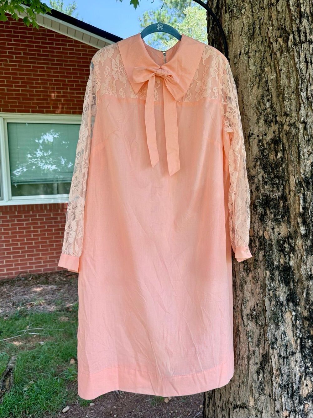 Vintage Dress Late 50s Early 60s Dress Size XL Plus Size Baby Pink Lace Sleeves
